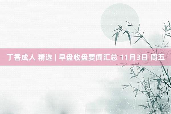 丁香成人 精选 | 早盘收盘要闻汇总 11月3日 周五