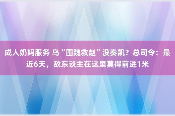 成人奶妈服务 乌“围魏救赵”没奏凯？总司令：最近6天，敌东谈主在这里莫得前进1米