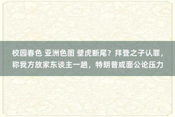 校园春色 亚洲色图 壁虎断尾？拜登之子认罪，称我方放家东谈主一趟，特朗普或面公论压力