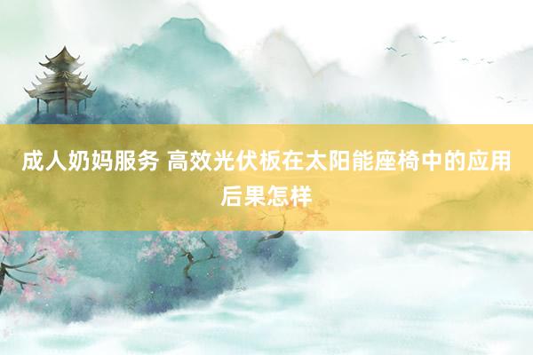 成人奶妈服务 高效光伏板在太阳能座椅中的应用后果怎样