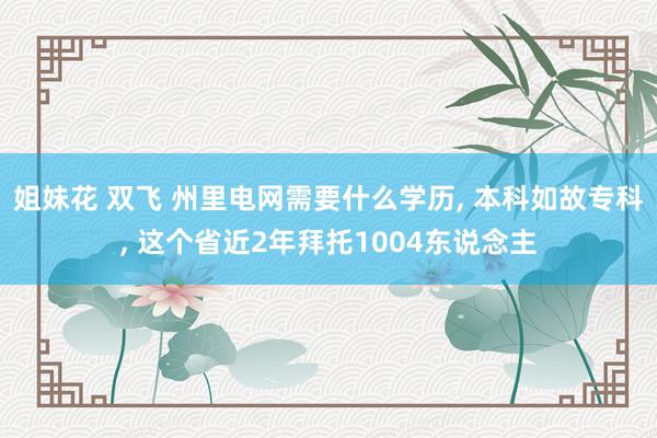 姐妹花 双飞 州里电网需要什么学历， 本科如故专科， 这个省近2年拜托1004东说念主