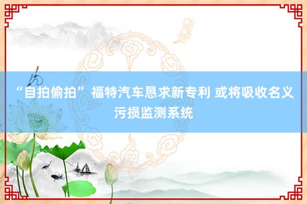 “自拍偷拍” 福特汽车恳求新专利 或将吸收名义污损监测系统