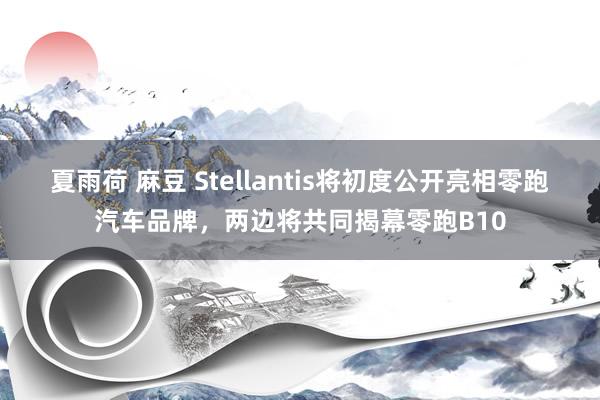 夏雨荷 麻豆 Stellantis将初度公开亮相零跑汽车品牌，两边将共同揭幕零跑B10