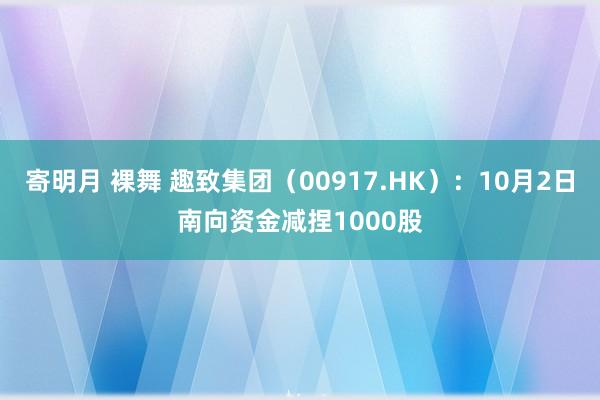 寄明月 裸舞 趣致集团（00917.HK）：10月2日南向资金减捏1000股