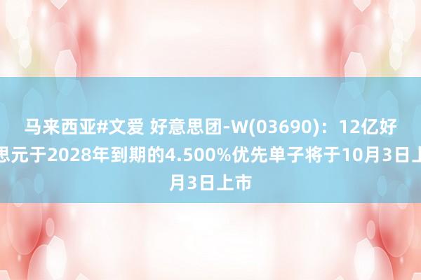 马来西亚#文爱 好意思团-W(03690)：12亿好意思元于2028年到期的4.500%优先单子将于10月3日上市