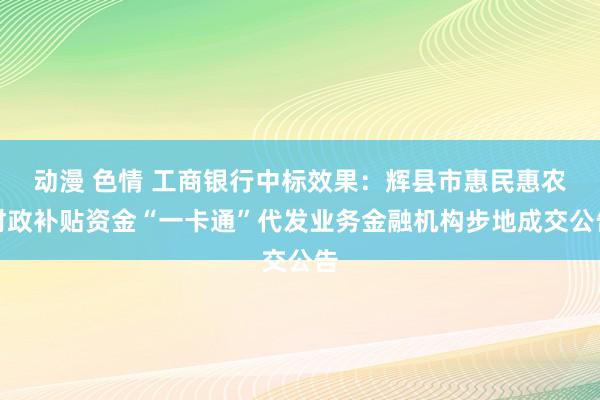 动漫 色情 工商银行中标效果：辉县市惠民惠农财政补贴资金“一卡通”代发业务金融机构步地成交公告