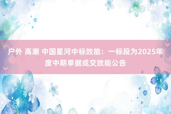 户外 高潮 中国星河中标效能：一标段为2025年度中期单据成交效能公告