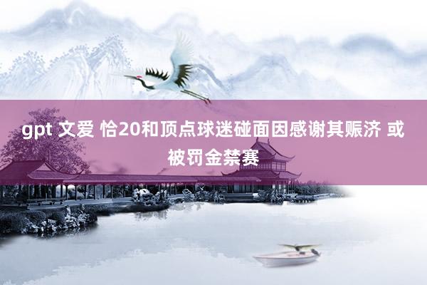 gpt 文爱 恰20和顶点球迷碰面因感谢其赈济 或被罚金禁赛