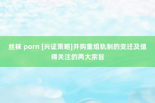 丝袜 porn [兴证策略]并购重组轨制的变迁及值得关注的两大宗旨