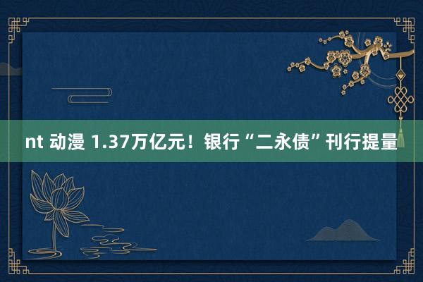 nt 动漫 1.37万亿元！银行“二永债”刊行提量