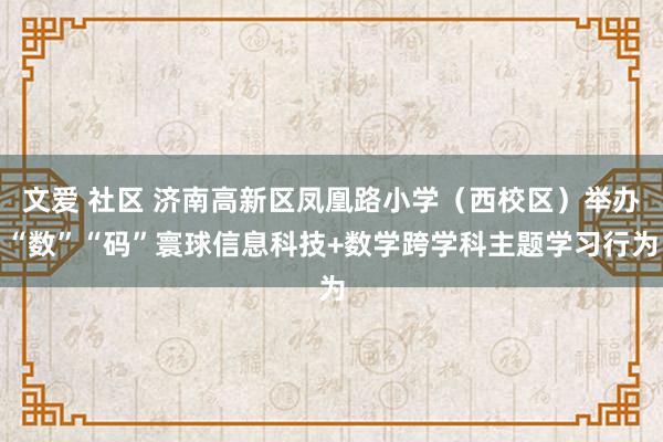 文爱 社区 济南高新区凤凰路小学（西校区）举办“数”“码”寰球信息科技+数学跨学科主题学习行为