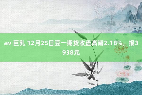 av 巨乳 12月25日豆一期货收盘高潮2.18%，报3938元