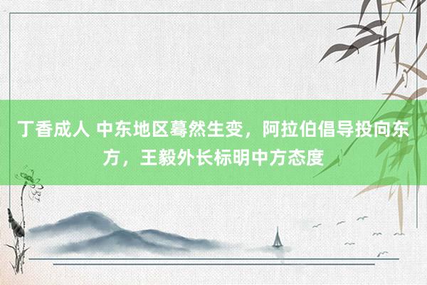 丁香成人 中东地区蓦然生变，阿拉伯倡导投向东方，王毅外长标明中方态度