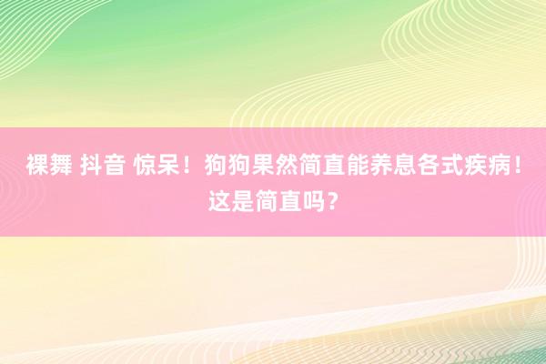 裸舞 抖音 惊呆！狗狗果然简直能养息各式疾病！这是简直吗？